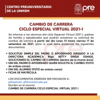 CAMBIO DE CARRERA CICLO ESPECIAL 2021-I