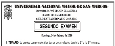 CICLO EXTRAORDINARIO 2015-2016 - SEGUNDO EXAMEN (TEMARIO, LUGAR, HORA INGRESO)