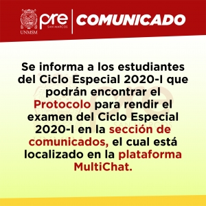 PRIMER EXAMEN CICLO ESPECIAL 2020-I
