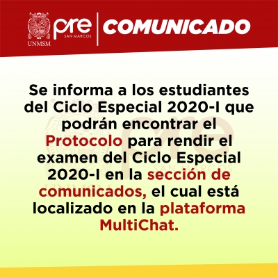 PRIMER EXAMEN CICLO ESPECIAL 2020-I