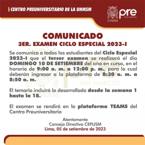 CICLO ESPECIAL 2023-I - TERCER EXAMEN