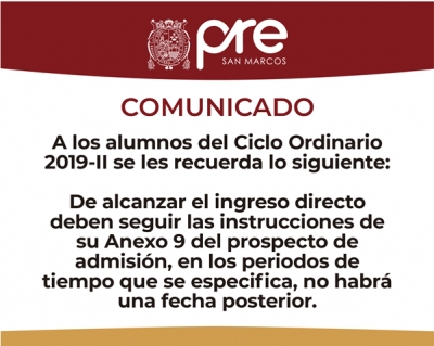COMUNICADO - CICLO ORDINARIO 2019-II