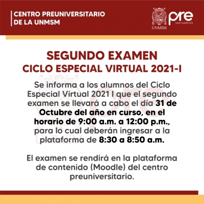 CICLO ESPECIAL 2021-I - SEGUNDO EXAMEN