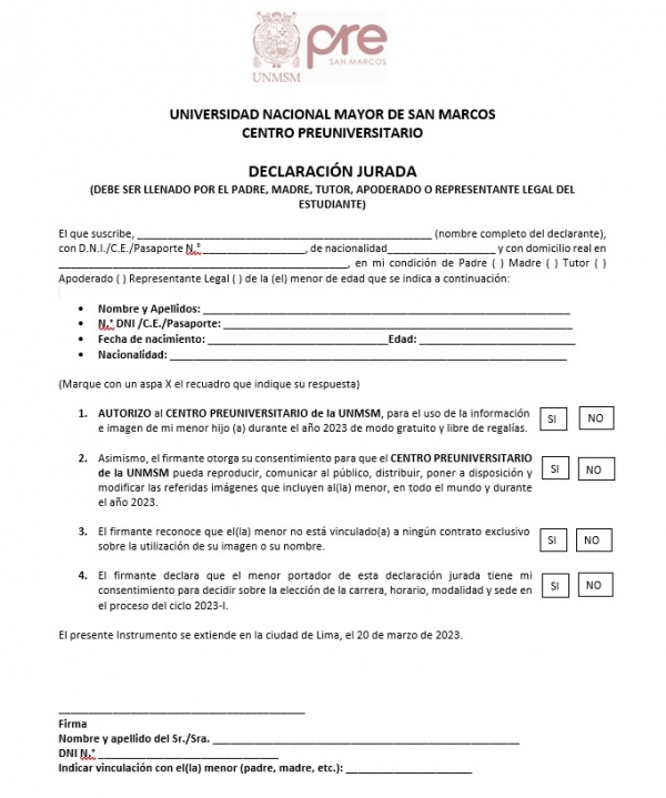 DESCARGAR DECLARACION JURADA PARA LA FOTO Y HUELLA