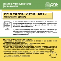 MATRICULA CICLO ESPECIAL VIRTUAL 2021-I