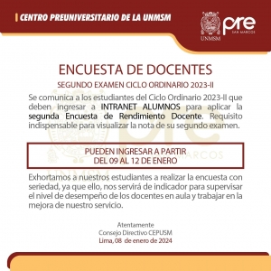 CICLO ORDINARIO 2023-II - SEGUNDA ENCUESTA DOCENTE