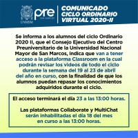 COMUNICADO - CICLO ORDINARIO 2020-II