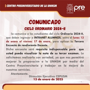 CICLO ORDINARIO 2024-II - TERCERA ENCUESTA DOCENTE