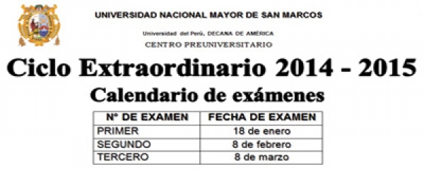 CICLO EXTRAORDINARIO 2014-2015 - Calendario de exámenes