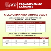 CALENDARIO Y CALIFICACIÓN DE EXÁMENES CICLO ORDINARIO 2020-I