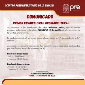 CICLO ORDINARIO 2025-I - PRIMER EXAMEN
