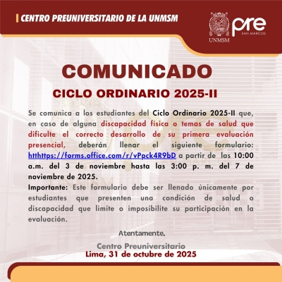 COMUNICADO - CICLO ORDINARIO 2025-II