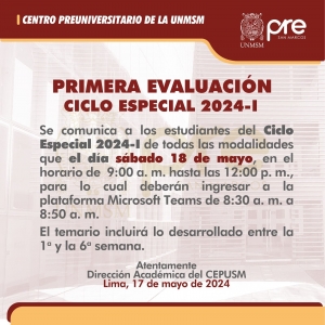 PRIMER EXAMEN CICLO ESPECIAL 2024-I