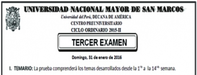 CICLO ORDINARIO 2015-II - TERCER EXAMEN (TEMARIO, LUGAR, HORA INGRESO)
