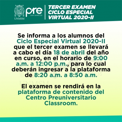 TERCER EXAMEN CICLO ESPECIAL 2020-II