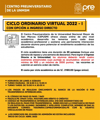 CICLO ORDINARIO VIRTUAL 2022-I