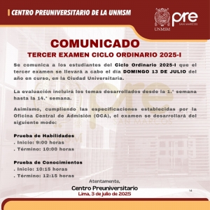 CICLO ORDINARIO 2025-I - TERCER EXAMEN
