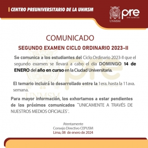 CICLO ORDINARIO 2023-II - SEGUNDO EXAMEN