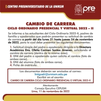 CAMBIO DE CARRERA CICLO ORDINARIO 2022-II