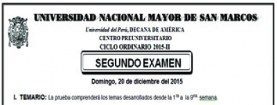 CICLO ORDINARIO 2015-II - SEGUNDO EXAMEN (TEMARIO, LUGAR, HORA INGRESO)