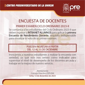 CICLO ORDINARIO 2023-II - PRIMERA ENCUESTA DOCENTE