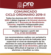 SEGUNDA ENCUESTA DE RENDIMIENTO DOCENTE - CICLO ORDINARIO 2019-II