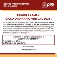 CICLO ORDINARIO 2021-I - PRIMER EXAMEN