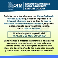 CICLO ORDINARIO 2020-II - CUARTA ENCUESTA DE RENDIMIENTO DOCENTE
