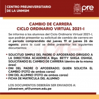 CICLO ORDINARIO 2021-I - CAMBIO DE CARRERA