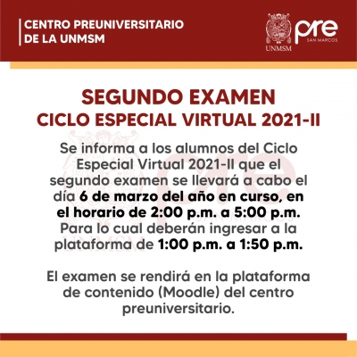CICLO ESPECIAL 2021-II - SEGUNDO EXAMEN