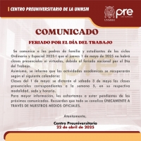 COMUNICADO - FERIADO POR EL DÍA DEL TRABAJO