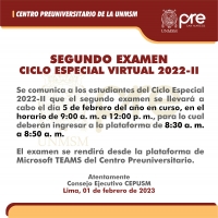 CICLO ESPECIAL 2022-II - SEGUNDO EXAMEN