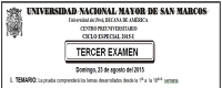 CICLO ESPECIAL 2015-I - TERCER EXAMEN (TEMARIO, LUGAR, HORA INGRESO, SEDE Y AULA)