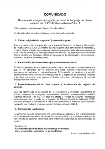 COMUNICADO
