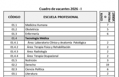 CUADRO DE VACANTES