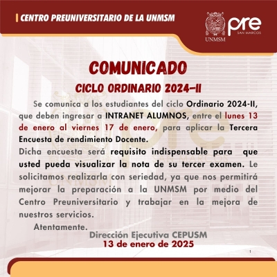 CICLO ORDINARIO 2024-II - TERCERA ENCUESTA DOCENTE