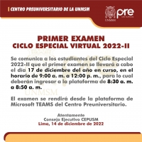 PRIMER EXAMEN CICLO ESPECIAL 2022-II