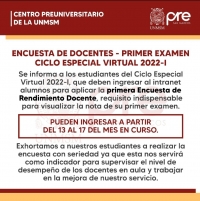 CICLO ESPECIAL 2022-I - PRIMERA ENCUESTA DOCENTE