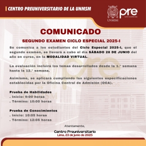 CICLO ESPECIAL 2025-I - SEGUNDO EXAMEN