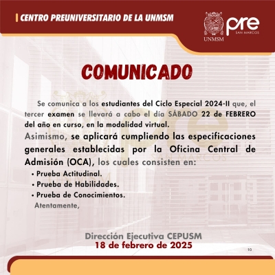 TERCER EXAMEN CICLO ESPECIAL 2024-II