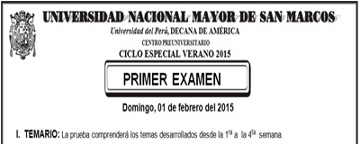 CICLO ESPECIAL VERANO 2015 - TEMARIO PRIMER EXAMEN