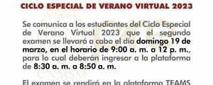 SEGUNDO EXAMEN CICLO ESPECIAL VERANO 2023