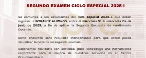 CICLO ESPECIAL 2025-I - SEGUNDA ENCUESTA DOCENTE