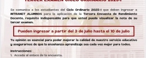 CICLO ORDINARIO 2025-I - TERCERA ENCUESTA DOCENTE
