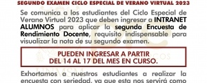CICLO ESPECIAL VERANO 2023 SEGUNDA ENCUESTA DOCENTE