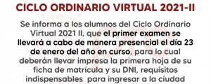 COMUNICADO - PRIMER EXAMEN CICLO ORDINARIO 2021-II