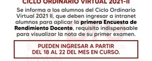CICLO ORDINARIO 2021-II - PRIMERA ENCUESTA DOCENTE